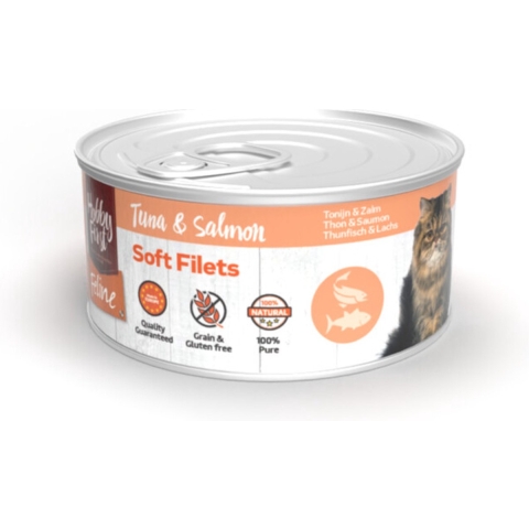 12x HobbyFirst Feline Blik Zachte Filets Tonijn&Zalm 70 gr