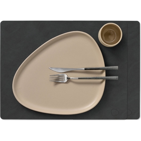 LIND DNA Placemats Nupo - Leer - Black - 45 x 35 cm - 2 Stuks
