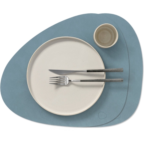 LIND DNA Placemats Nupo - Leer - Light Blue - Curved - 44 x 37 cm - 2 Stuks