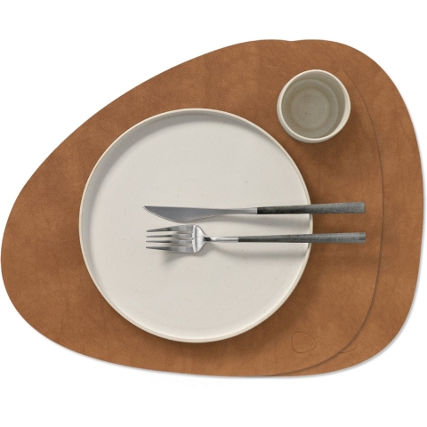 LIND DNA Placemats Nupo - Leer - Nature - Curved - 44 x 37 cm - 2 Stuks