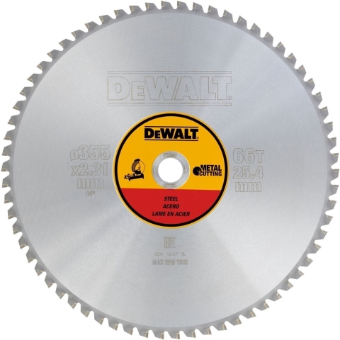 DeWALT Cirkelzaagblad voor Staal | Ø 355mm Asgat 25,4mm 66T - DT1926-QZ