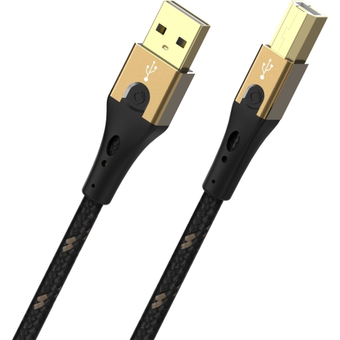 Oehlbach USB-kabel USB 2.0 USB-A stekker, USB-B stekker 10.00 m Zwart/goud D1C9546