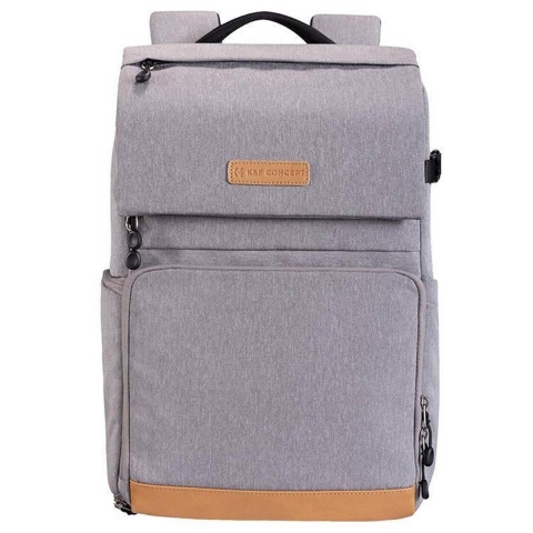 K&F Concept Camera rugzak Grijs/Bruin met regenhoes 22 liter