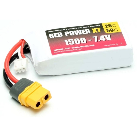 Red Power LiPo accupack 7.4 V 1500 mAh Softcase XT60