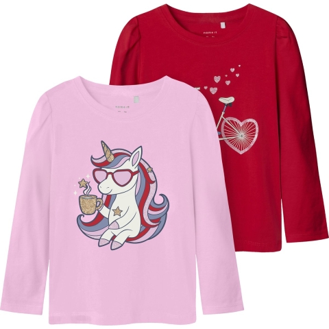 Name It Blouse - NmfKalesja - 2-pack - Pirouette/W. Tomaat - Name It - 3 jaar (98) - Blouse