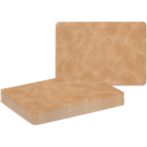 Placemats - 8x - lederlook - lichtbruin - 42 x 30 cm - tafel dekken - onderleggers -