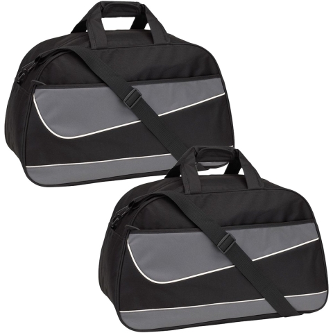 Sporttas/weekendtas - 2x - grijs/zwart - 55 x 32 x 28 cm - 50 liter - Fitness/Vrije tijd tassen -