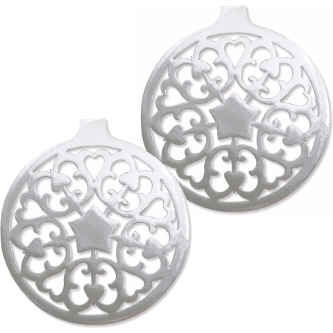 Grote Kerstbal hangdecoratie van karton - 2x - zilver - Dia 32 cm - Kerstversiering -