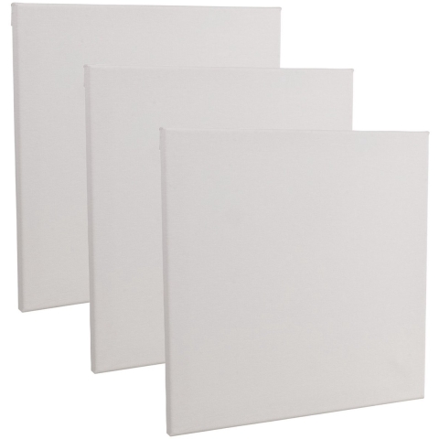 Handbespannen canvas schildersdoek - 3x - 30 x 30 cm - wit - schilderijen maken -