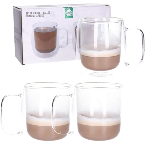Koffieglazen - 4x - dubbelwandig - 400 ml - theeglazen - hittebestendig -