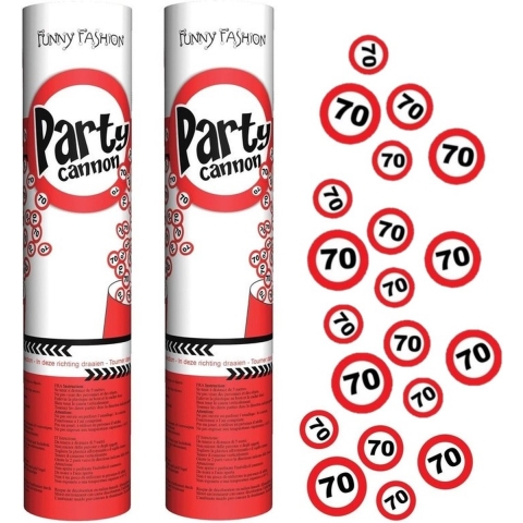 Confetti shooter/popper - 4x - 70 jaar - 20 cm - verjaardag feestartikelen -