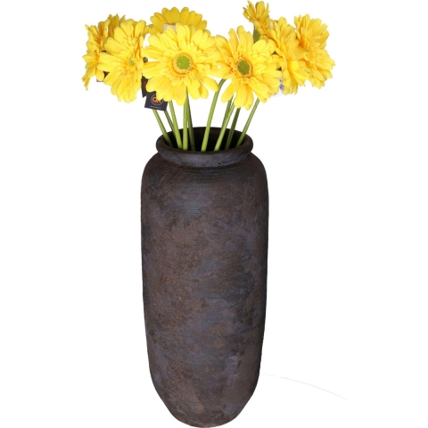 Kunstbloemen boeket Gerbera - 10x - 72 cm - geel - Real Touch - kunst zijdebloemen -