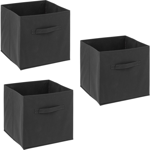 Opbergmand/kastmandje - 3x - Donkergrijs - 31 x 31 x 31 cm - 29 liter - Vakkenkast manden - Stof -