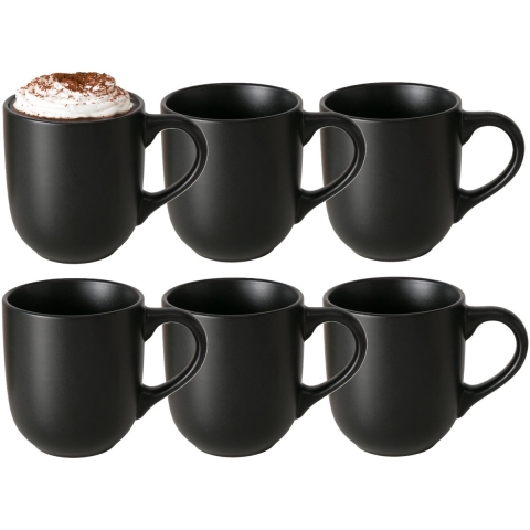 Koffiemokken Paris - 8x stuks - Keramiek - pastel zwart - 300 ml - 8 x 10 cm -