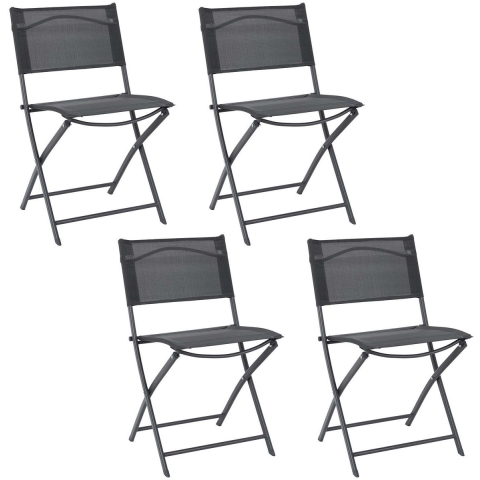 Home Deco Factory camping buiten klapstoel - 4x - aluminium - donkergrijs - L46 x B50 x H80 cm -