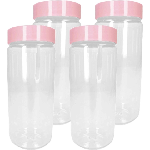 Voorraadpot/bewaarpot - 4x - 1.25L - kunststof - oud roze - B10 x H20 cm -