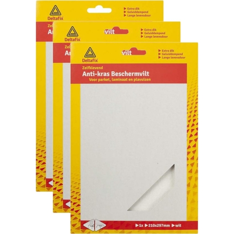 Anti-krasvilt - 3x A4 knipvel - wit - 210 x 297 mm - rechthoek - zelfklevend - meubel beschermvil -