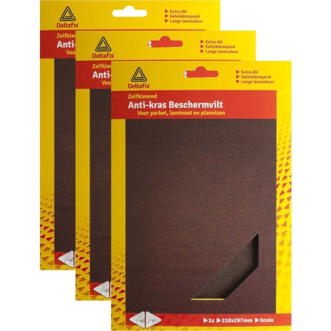 Anti-krasvilt - 3x A4 knipvel - bruin - 210 x 297 mm - rechthoek - zelfklevend - meubel beschermvil -
