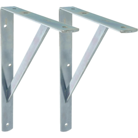 AMIG Plankdrager/planksteun van metaal - 2x - gelakt zilver - H500 x B325 mm - Tot 185 kg -