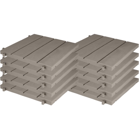 Tuintegel/terrastegel - 10x - taupe - kunststof - weerbestendig - 38 x 38 cm - vlonder vloertegels -