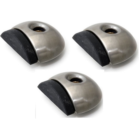 Deurstopper/deurbuffer - 3x - D46mm - inclusief schroeven - RVS -