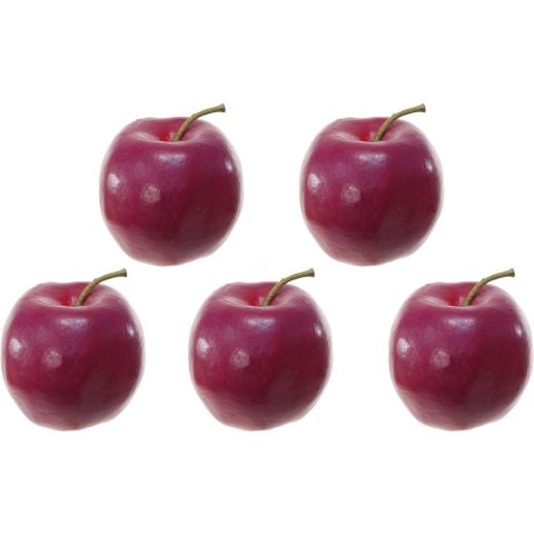 Kunstfruit decofruit - 5x - appel/appels - ongeveer 8 cm - donkerrood -