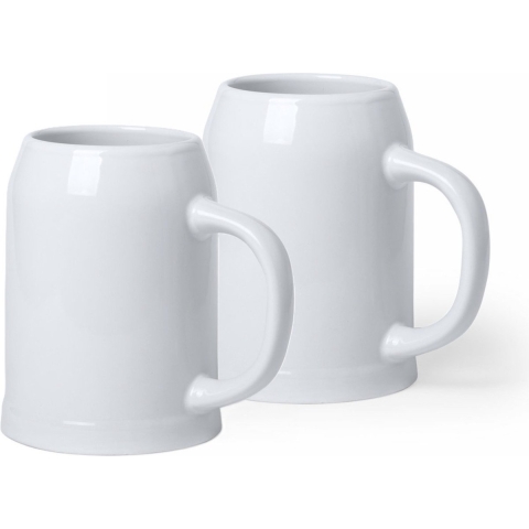 Bierpul - 4x - wit - 700 ml - keramiek - D10,3 x H13,8 cm -