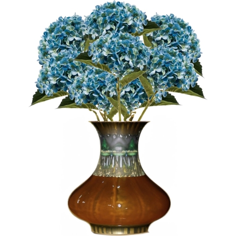 Kunstbloem Hortensia tak - 8x - Annabelle - 52 cm - blauw - Kunst zijdebloem - Hydrangea -