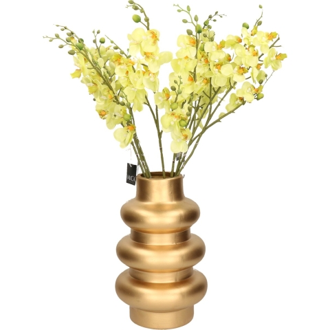 Kunstbloemen boeket Orchidee - 8 stelen - lichtgeel - 75 cm - Kunst zijdebloemen -