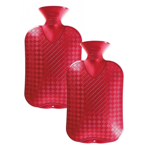 Kruik - 2x - rood - 2 liter - kunststof - warmwaterkruik - waterkruik - warmtekruik -