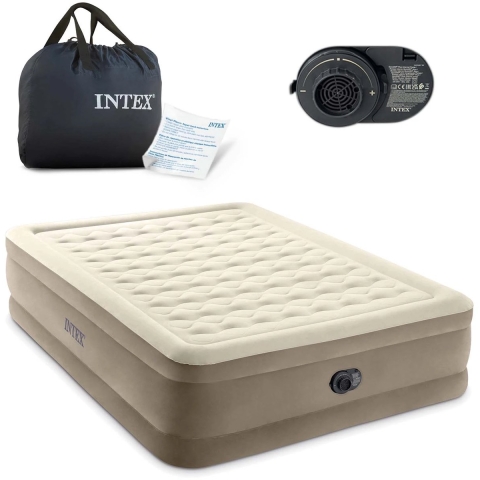 Intex 64428ND Ultra Plush 2-Persoons Luchtbed 152x203x46 cm + Ingebouwde Pomp Beige