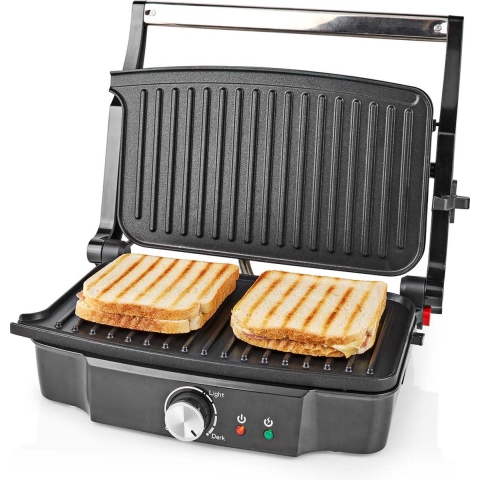 Nedis KAGR131FSR Contact Grill 1500 W 27.8 X 17 Cm Regelbare Temperatuur Kunststof / Roestvrij Staal