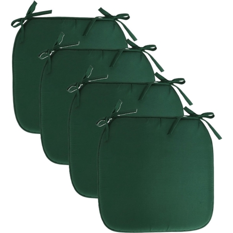 Stoelkussen Anna - 4x - binnen/buiten - donkergroen - 39 x 39 x 3 cm - polyester -