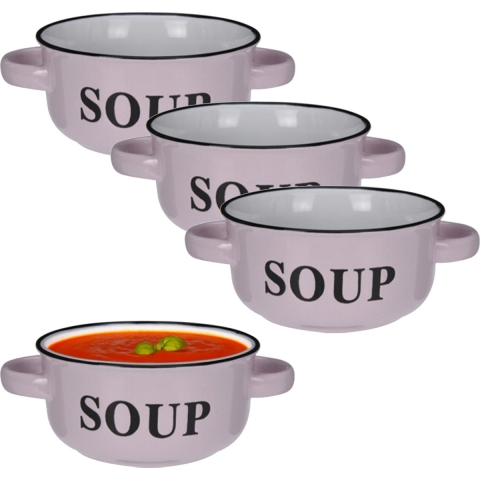 Soepkommen/serveer schaaltjes - 4x - porselein - D13 x H7 cm - lichtroze -