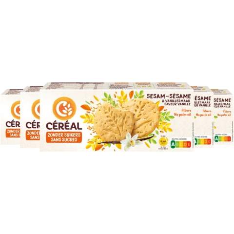 5x Céréal Sesamkoekjes met Vanillesmaak 132 gr