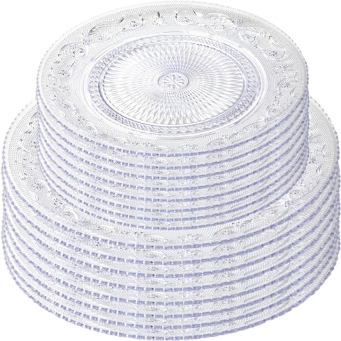 Onbreekbare servies borden - set 16x stuks - kunststof - kristal stijl - transparant - 2 formaten -