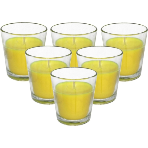 Citronella kaars in potje - 6x - glas - 10 branduren - D7 x H7 cm -