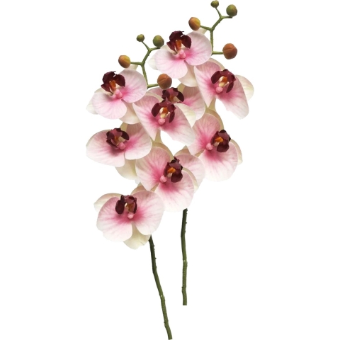 Kunstbloem Orchidee Bora - 3x - roze - 58 cm - losse steel - kunst zijdebloem - Phalaenopsis -
