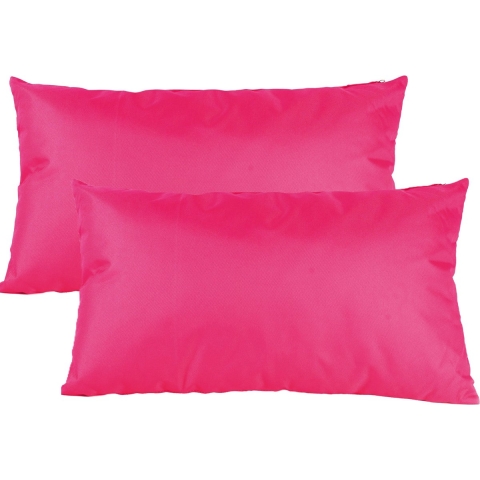 Buiten of tuin sier kussens - 2x - fuchsia roze - 30 x 50 cm - binnen/buiten - tuinbank -