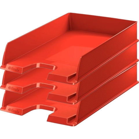 Esselte Brievenbakje/postvakje - 3x - rood - A4 formaat - stapelbaar - bureau oprganizer -