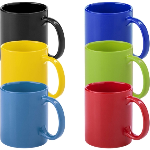 Koffie mokken/drinkbekers Auxerre - 6x - keramiek - multi kleuren mix - 370 ml -