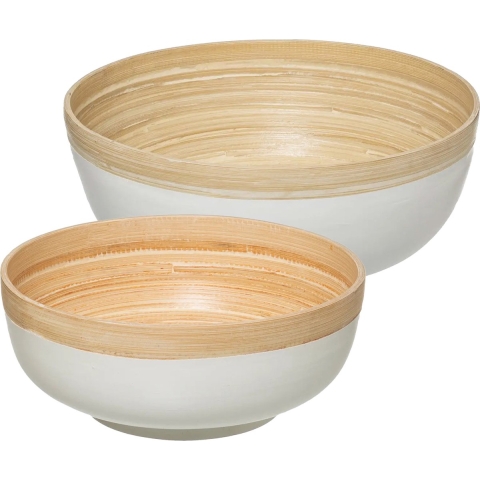 5Five - serveerschalen/saladeschalen - 2 stuks - wit - bamboe - rond -