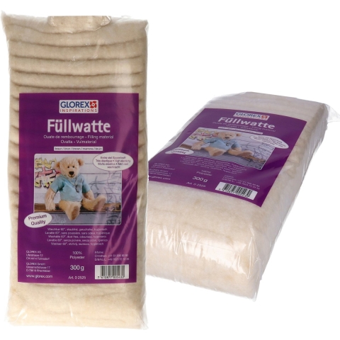 Glorex Hobby vulmateriaal - 2x - polyester - 300 gram voor knuffels/kussens - bruin - donzig -