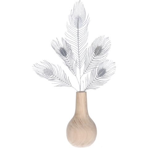 Kunst siertak pauwvaren/pauwenveer - 3x - zilver - 84 cm - Decoratie kunst pluimen -