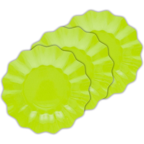 Feestbordjes/gebaksbordjes met schulprand - 40x - lime groen - rond - karton - 21 cm -