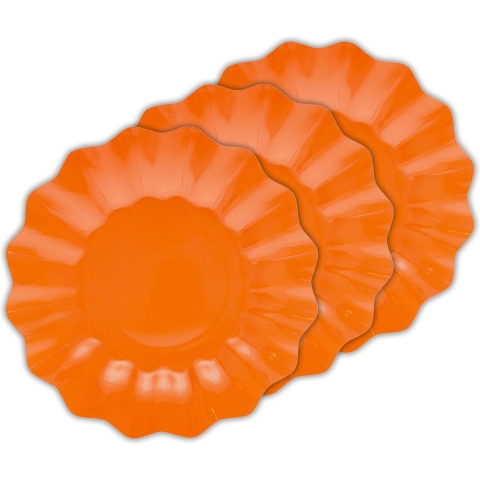 Feestbordjes/gebaksbordjes met schulprand - 40x - oranje - rond - karton - 21 cm -