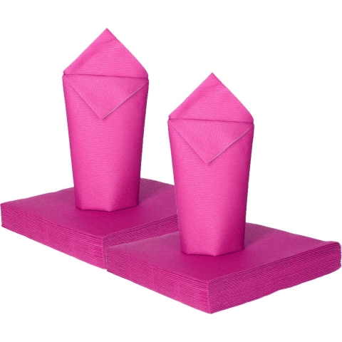 Feest servetten - 100x - fuchsiaroze - 2 laags - 33x33cm -