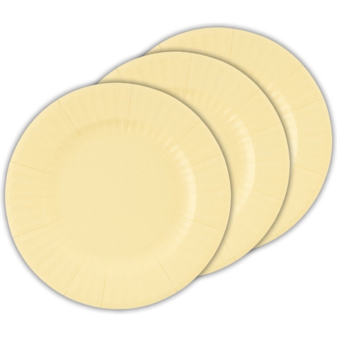 Feestbordjes/gebaksbordjes - 40x - licht geel - rond - papier/karton - 21cm -