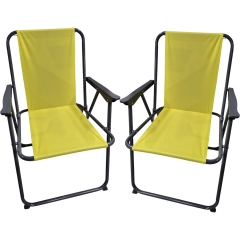Atmosphera camping/strand stoel - 4x - aluminium - inklapbaar - groen - L52 x B55 x H75 cm -