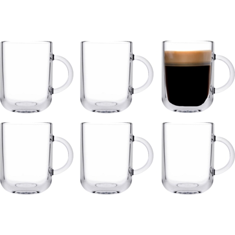 Pasabahce Koffie/thee glazen Darjeeling - set 6x stuks - transparant glas - 330 ml -